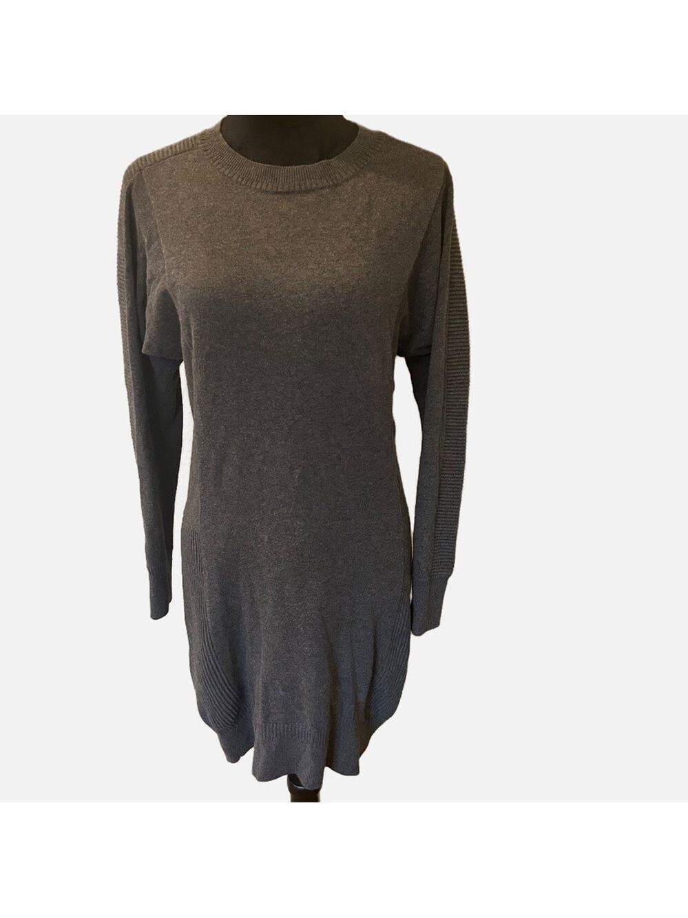 All Saints Dress Knit Sweater 6US  10UK 38EU Gray Ribbing Long Sleeves Cotton